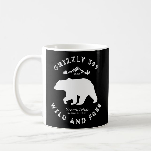 Taza De Café Parque nacional Grizzly 399 Wild Free Grand Teton (Izquierda)