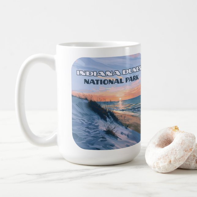 Taza De Café Parque nacional Indiana Dunes Lago Michigan (Con donut)