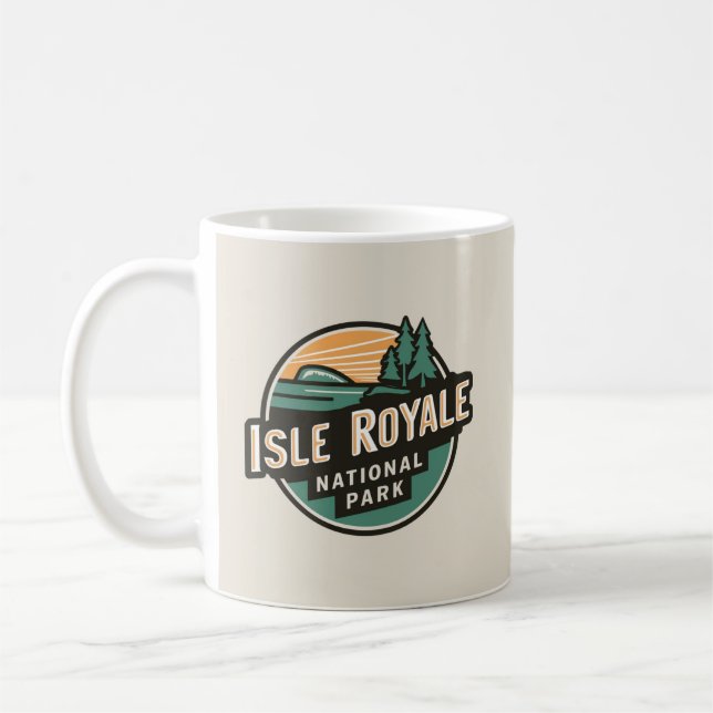 Taza De Café Parque nacional Isle Royale Parque nacional Retro  (Izquierda)