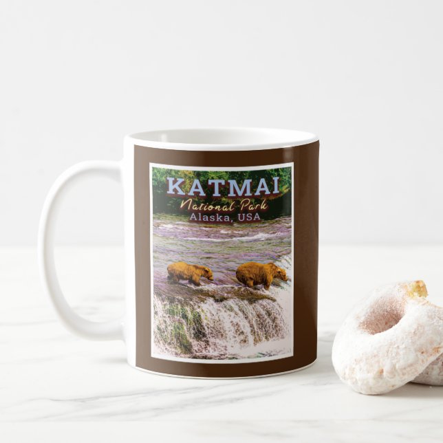 TAZA DE CAFÉ PARQUE NACIONAL KATMAI - ALASKA ESTADOS UNIDOS (Con donut)