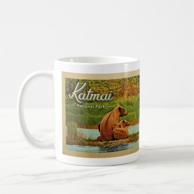 Taza De Café Parque nacional Katmai con vintage (Izquierda)