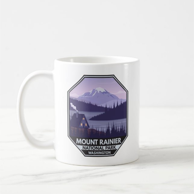 Taza De Café Parque nacional Mount Rainier Washington Cabin Ret (Izquierda)