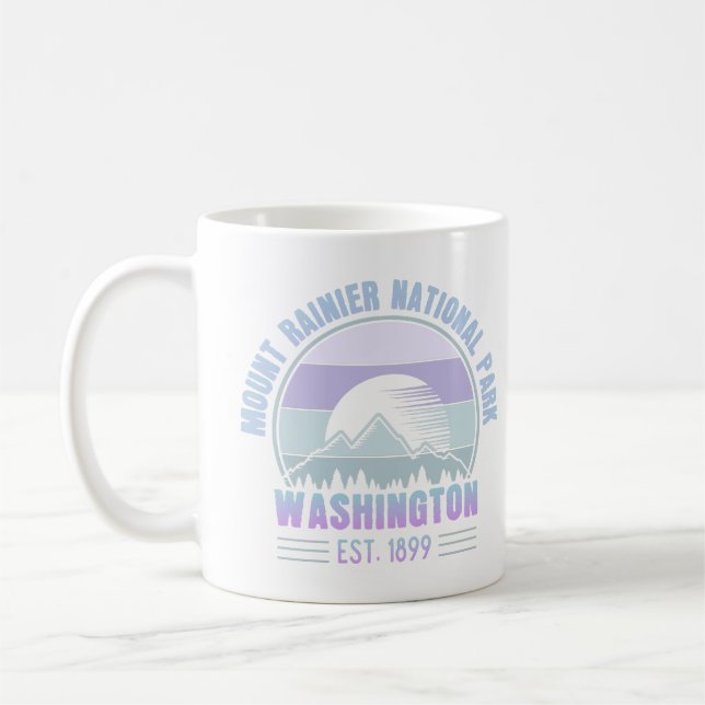 Taza De Café Parque nacional Mount Rainier Washington Retro (Izquierda)