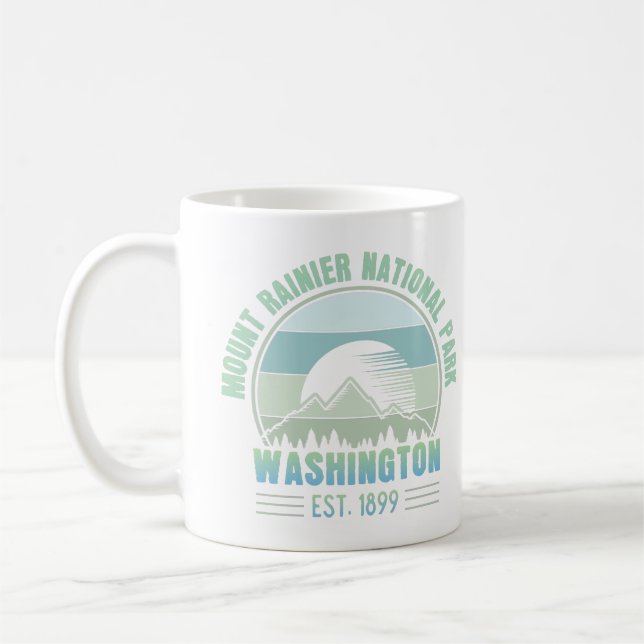 Taza De Café Parque nacional Mount Rainier Washington Retro (Izquierda)
