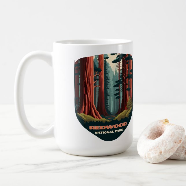 Taza De Café Parque nacional Redwood Árboles de California (Con donut)