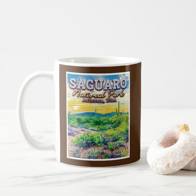 TAZA DE CAFÉ PARQUE NACIONAL SAGUARO - ARIZONA ESTADOS UNIDOS (Con donut)