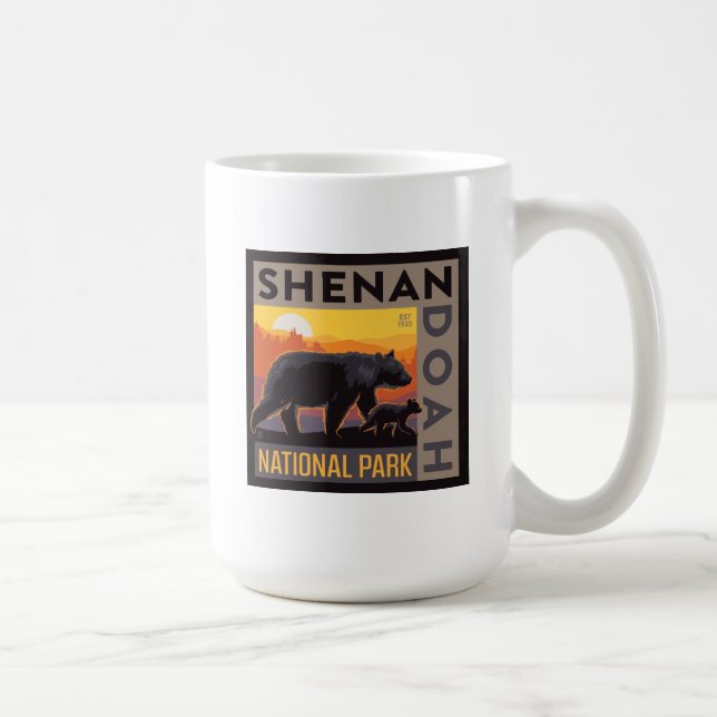 Taza De Café Parque nacional Shenandoah | Mama Bear & Cubs (Derecha)