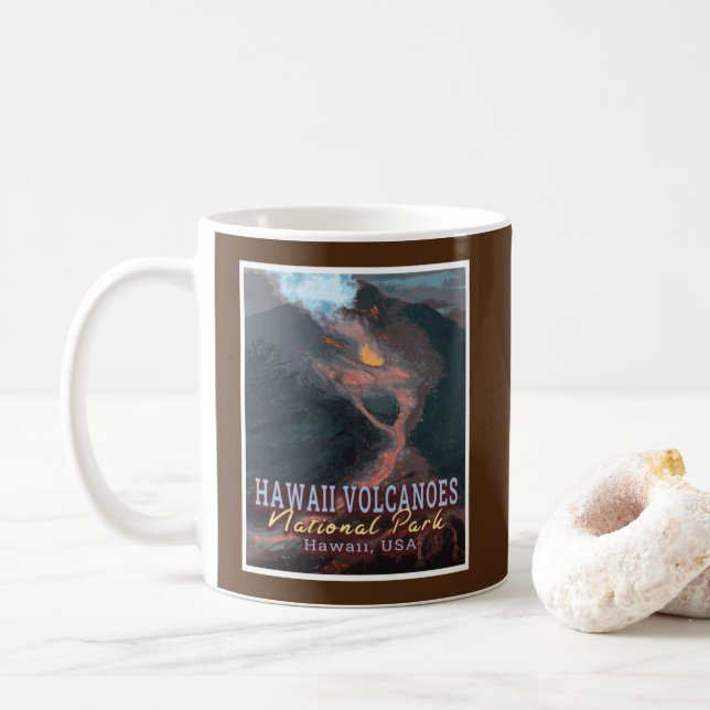 TAZA DE CAFÉ PARQUE NACIONAL VOLCANOES HAWAII - HAWAII EE.UU. (Con donut)