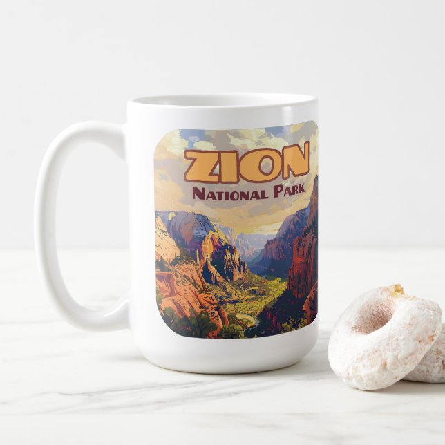 Taza De Café Parque nacional Zion Retro Cañón Utah Moab (Con donut)