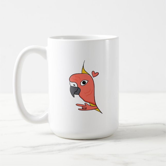 Taza De Café Parrot ASL I Love You - Diseño de Cultura Sorda (Izquierda)