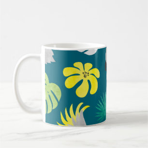 Taza De Café Parrots tropicales: Escena de verano acuarela
