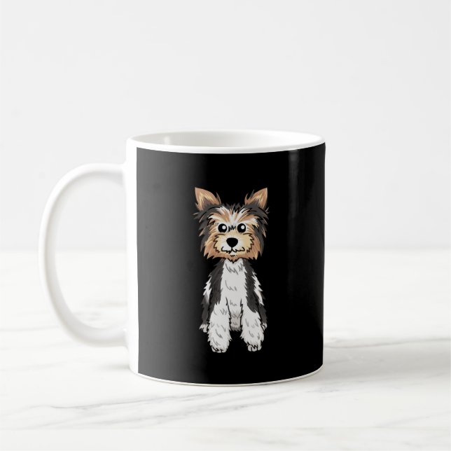 Taza De Café Parti Yorkie Cute Art (Izquierda)