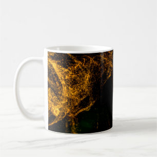 Taza De Café Partículas de color dorado fluido que fluyen hermo