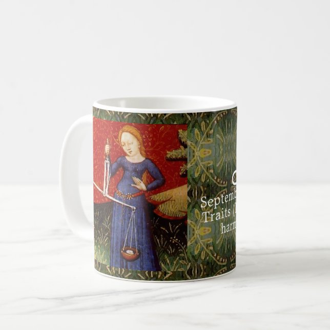 Taza De Café Partido de Cumpleaños del Rótulo Libra Zodiac (Anverso izquierdo)