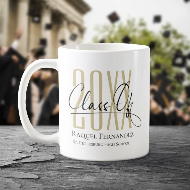 Taza De Café Partido de Graduación de Collage de Guión Moderno (Subido por el creador)