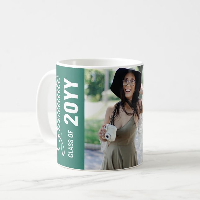 Taza De Café Partido de Graduación de Fotografías Clásicas Verd (Anverso izquierdo)