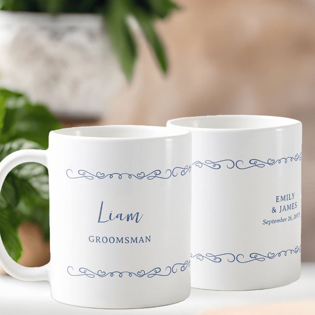Taza De Café Partido de la Boda Azul Francesa (Groomsman gift mug - customize to any color or for anyone in your wedding party)