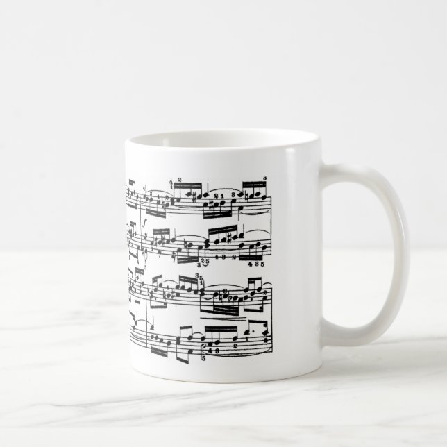 Taza De Café Partitura de Bach (Derecha)