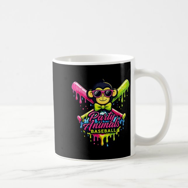 Taza De Café Party animals baseball funny monkey  (Derecha)