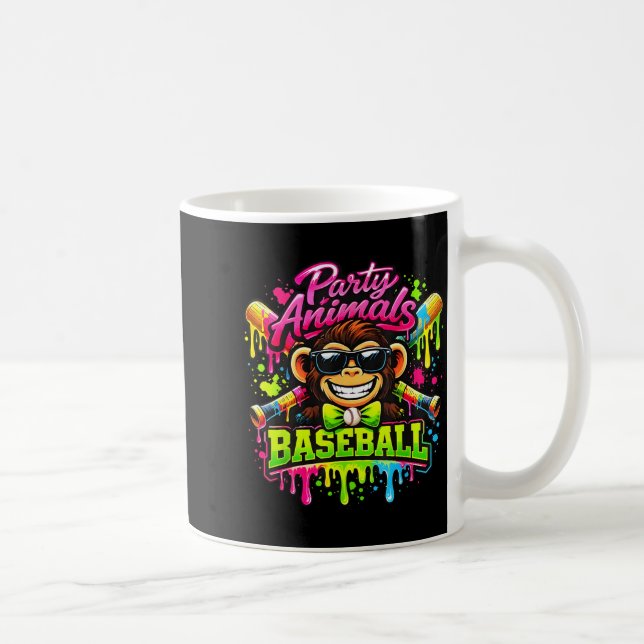 Taza De Café Party animals meme baseball funny monkey  (Derecha)