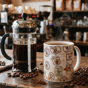 Taza De Café Pasaporte de café sello vintage