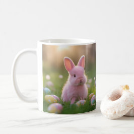 Taza De Café Pascua de conejo rosa fluffy
