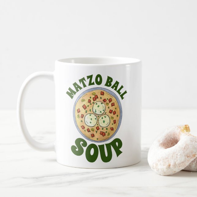 Taza De Café Pascua de la sopa de bolas Matzo Matzah de cocina  (Con donut)