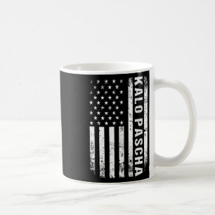 Taza De Café Pascua griega Kalo Pascha Retro Bandera Estadounid