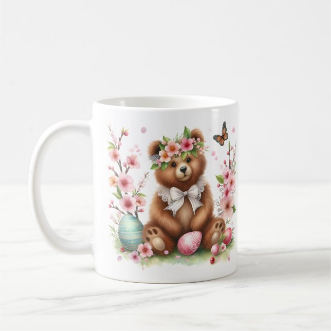 Taza De Café Pascua - Oso marrón acuarela - (Izquierda)