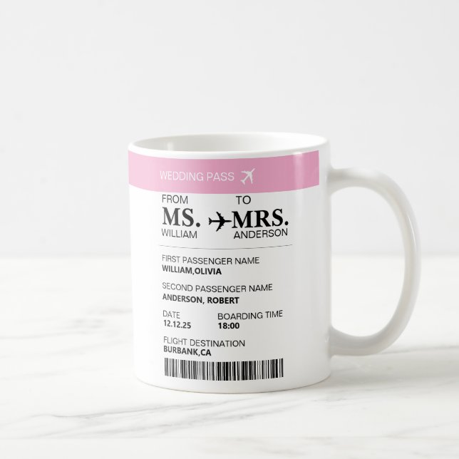 Taza De Café Pase de abordar personalizado elegante moderno par (Derecha)