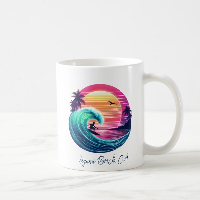 Taza De Café Pasear por la ola al atardecer (Derecha)