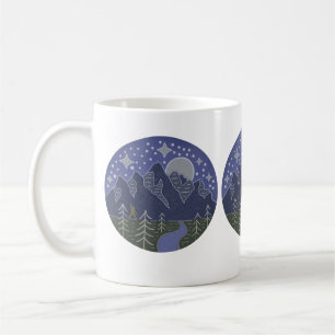 Taza De Café Paseo de Bigfoot en una noche estrellada   Arte po