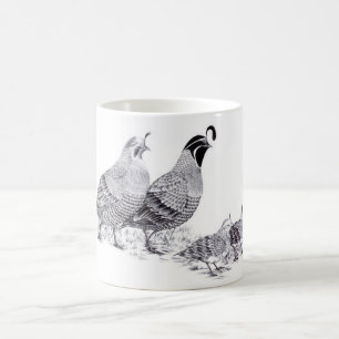 Taza De Café Paseo de la tarde de la familia de las codornices