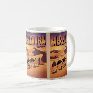 Taza De Café Paseo en camello retro Merzouga sahara marruecos v