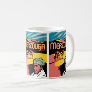 Taza De Café Paseo en camello retro Merzouga sahara marruecos v
