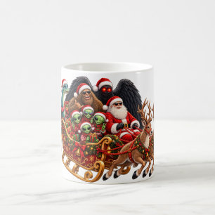 Taza De Café Paseo en Trineo de Críptidos Bigfoot Mothman Alien