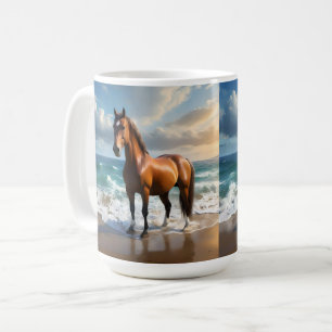Taza De Café **"Paseo majestuoso: Orgulloso caballo marrón en l
