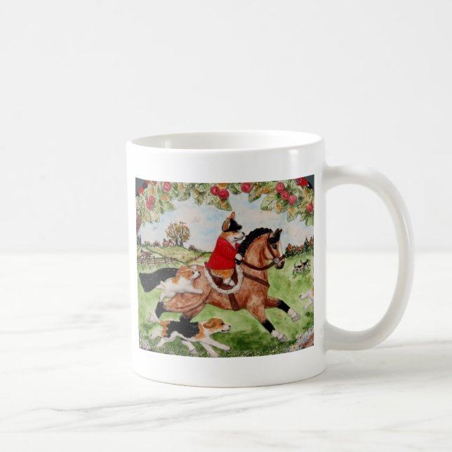 Taza De Café Paseos del Huntsman del Corgi a los perros (Derecha)