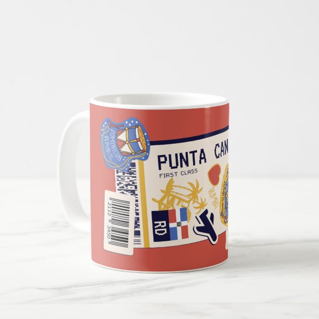 TAZA DE CAFÉ PASO DE CARRETERAS PUNTA CANA REPÚBLICA DOMINICANA (Anverso izquierdo)