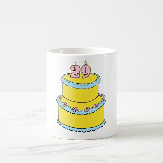 Taza De Café Pastel amarillo de cumpleaños 29 con rosas rosadas (Subido por el creador)