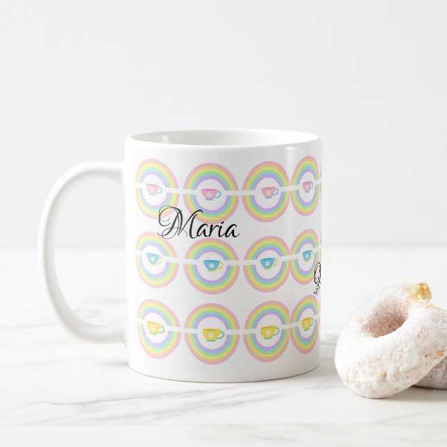 Taza De Café Pastel arcoiris (Con donut)