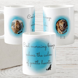 Taza De Café Pastel Azul Retriever Dorado Foto y Nombre Persona