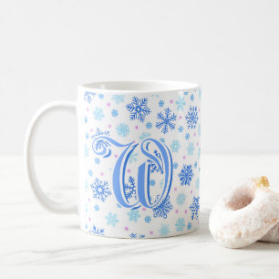 Taza De Café Pastel Bebé Azul Copo de Nieve Elegante Personaliz