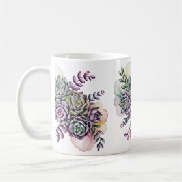 Taza De Café Pastel blue and pink succulents