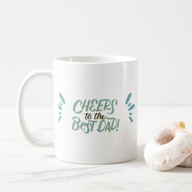 Taza De Café Pastel "Cheer To The Best Dad" For Father's Day (Con donut)
