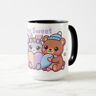 Taza de café pastel con amigos animales kawaii 'Ma