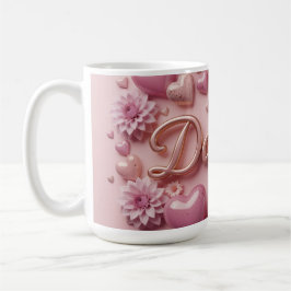 Taza De Café Pastel Dahlia Bloom Art with Hearts