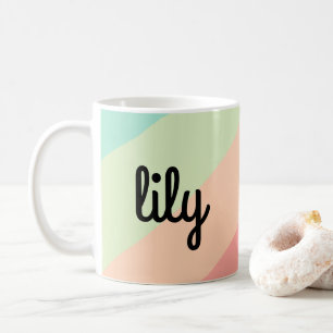 Taza De Café Pastel de Arcoíris de Nombre Personalizado Regalo 