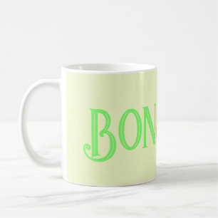 Taza De Café Pastel de Bonjour Verde Café amarillo Mug
