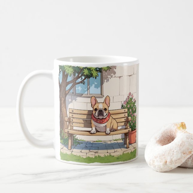 Taza De Café Pastel de Bulldoges franceses con flores (Con donut)